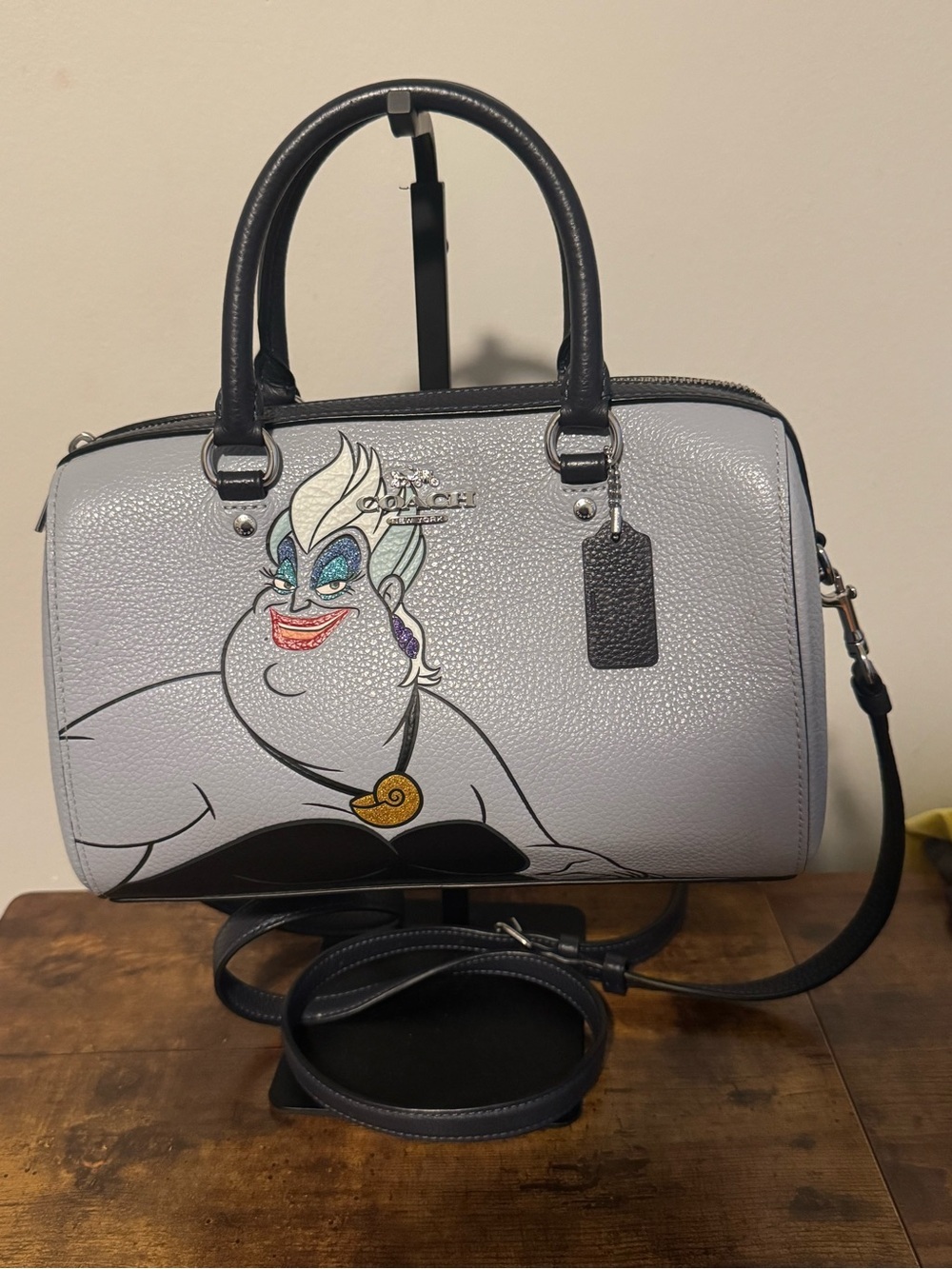 Coach Grey Leather Ursula Satchel with Black Trim